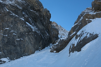 Chaberton 3131m, Alpi Cozie - Canale NE: la strettoia