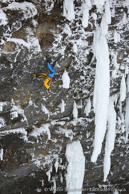 Helmcken Falls, Canada - Tim Emmett & Klemen Premrl climbing Overhead Hazard