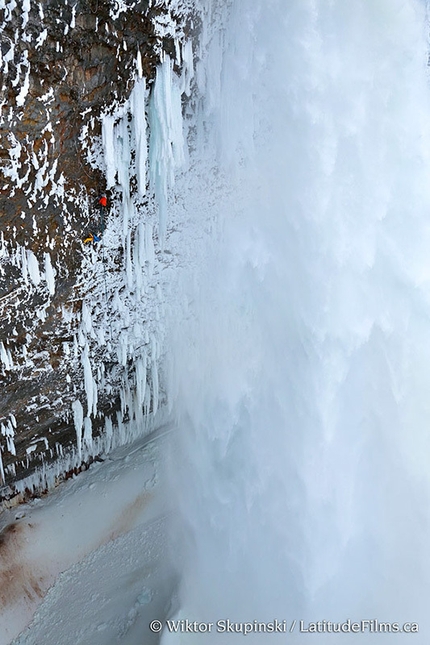 Helmcken Falls, Canada - Tim Emmett & Klemen Premrl climbing Overhead Hazard