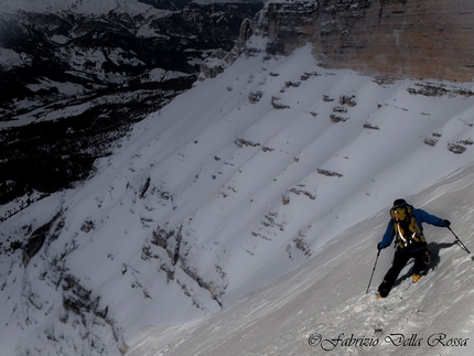 Conturines West Face, Dolomites - Manuel Nocker skiing down the West Face of Conturines, Dolomites