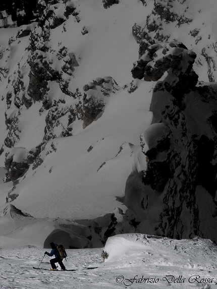 Conturines West Face, Dolomites - Manuel Nocker skiing down the West Face of Conturines, Dolomites