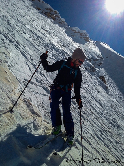 Conturines West Face, Dolomites - Fabrizio Della Rossa skiing down the West Face of Conturines, Dolomites