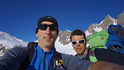 Via Follie Belliche, Cima Ceremana, Lagorai, Dolomites - Rolando Larcher and Luca Giupponi starting off at Punta Ces