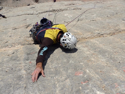 La Perla preziosa - Sass dla Crusc ( Val Badia, Dolomites) - Nicola Tondini climbing his Perla preziosa