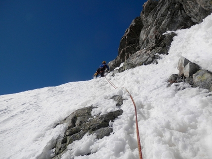 Banana Sprint, Grandes Murailles - Roberto Ferraris and François Cazzanelli during the first ascent of Banana Sprint, SE Face of Grandes Murailles