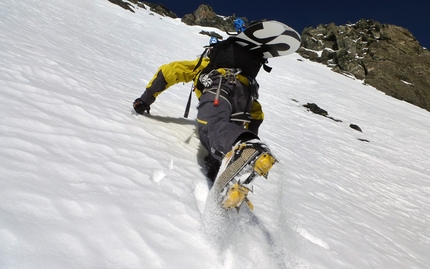 Grivola SE Face, Gran Paradiso massif - On 31/03/2014 Davide Capozzi and Julien Herry (snowboard) Luca Rolli (ski) descended the SE Face of Grivola, Gran Paradiso.