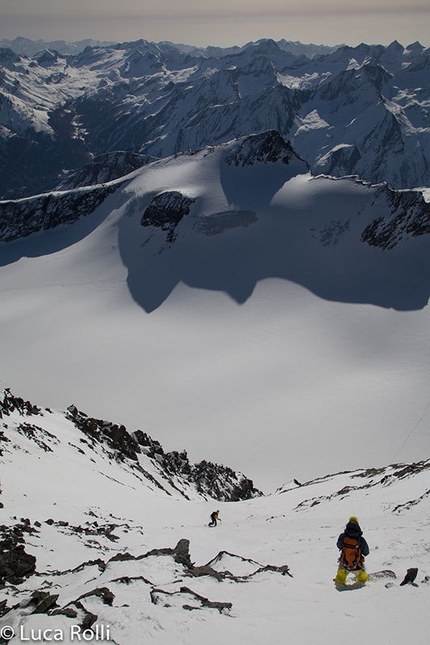 Grivola SE Face, Gran Paradiso massif - On 31/03/2014 Davide Capozzi and Julien Herry (snowboard) Luca Rolli (ski) descended the SE Face of Grivola, Gran Paradiso.