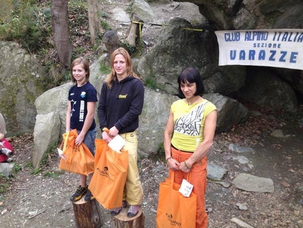 Varazze BluBloc 2014 - Women's podium: 1) Piralla Elisa - 115 points 2) Dozza Camilla - 42 points 3) Rossi Laura - 41 points