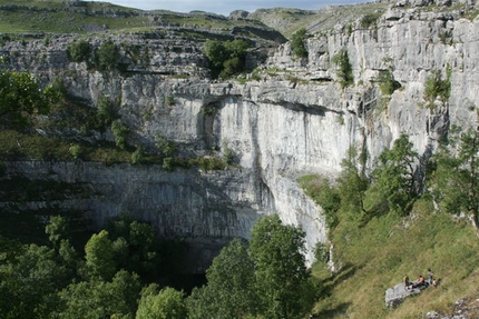 Rock climbing at Malham Cove, England