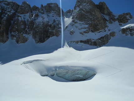 Hermann Comploj, Murfreid, Sella, Dolomiti - Il 07/04/2014 Hermann Comploj ha effettuato una nuova discesa, in solitaria, dalla parete Nord del Murfreid nel Gruppo del Sella, Dolomiti.