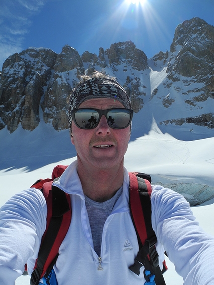 Hermann Comploj, Murfreid, Sella, Dolomites - On 07/04/2014 Hermann Comploj skied a new line, solo, down the Murfreid North Face, Sella group, Dolomites.