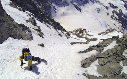 Matterhorn Zmutt Ridge West Couloir skied by Capozzi, Herry and Civra Dano