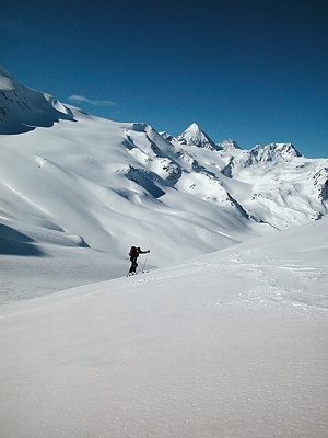 Cevedale: spring ski mountaineering - Cevedale and Gran Zebrù seen from the ascent to Cima Marmotta