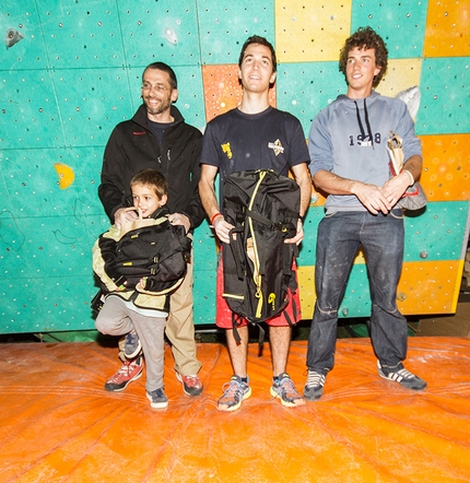 Salewa Rockshow 2014 - Block & Wall - Men's podium: Ermanno Maistri, Cesar Grosso and Federico Cavada