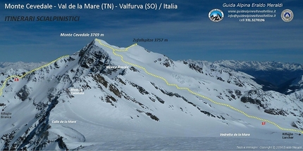 Cevedale: scialpinismo primaverile - Il prospetto delle salite al Monte Cevedale