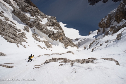 Val Mesdì, Sella, Dolomiti - Andrea Oberbacher durante la nuova discesa dal Sass de Mesdì