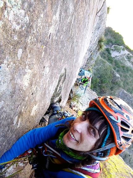 Piedra Bolada, Messico - Cecilia Buil e Sergio Almada durante la prima salita di Rastamuri (VI, 5.11/A4, 1030m, 04/2014), Piedra Bolada, Messico