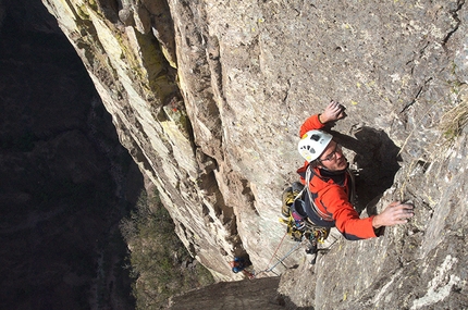 Piedra Bolada, Messico - Cecilia Buil e Sergio Almada durante la prima salita di Rastamuri (VI, 5.11/A4, 1030m, 04/2014), Piedra Bolada, Messico