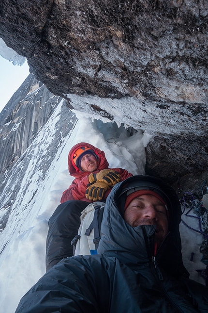 Stairway to Heaven, Mount Johnson, Alaska - Ryan Jennings and Kevin Cooper making the first ascent of Stairway to Heaven (A1, M6, WI4, AI5+, X, 1200m, 01-04/05/2014) Mt. Johnson, Ruth Gorge, Alaska