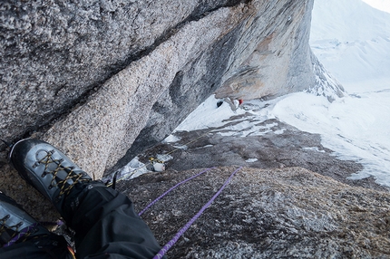 Stairway to Heaven, Mount Johnson, Alaska - Ryan Jennings and Kevin Cooper making the first ascent of Stairway to Heaven (A1, M6, WI4, AI5+, X, 1200m, 01-04/05/2014) Mt. Johnson, Ruth Gorge, Alaska