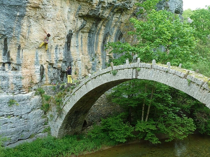 Climbing in Greece, between Epirus and Thessaly - Sector Kipoi, Cecilia Marchi, Vicos Canyon.