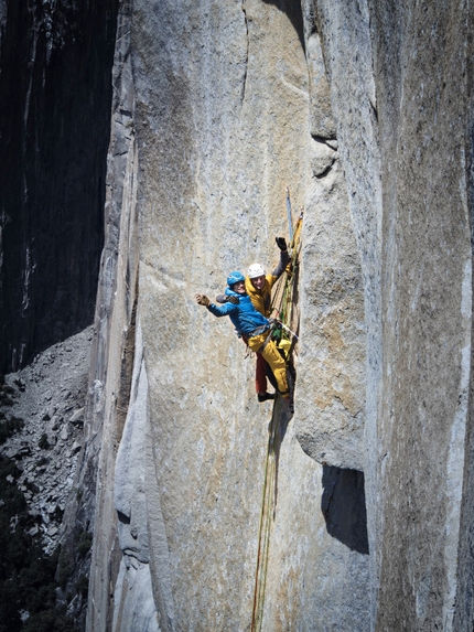 El Capitan, Yosemite - Roger Schäli and David Hefti climbing Golden Gate, El Capitan, Yosemite, USA.