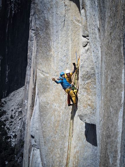 El Capitan, Yosemite - Roger Schäli e David Hefti su Golden Gate su El Capitan, Yosemite, USA.