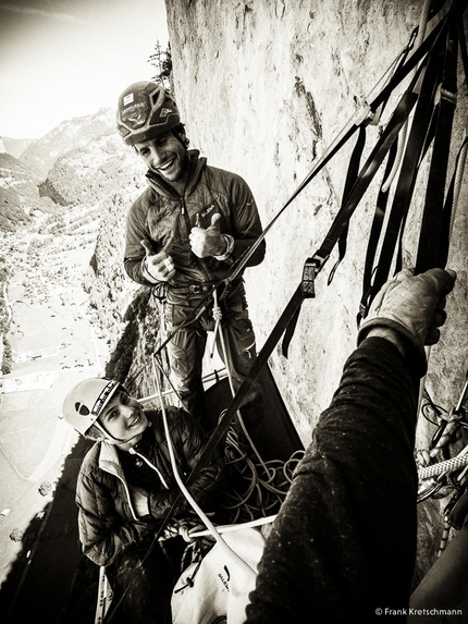 Alexander Megos - During the first ascent of Fly (8c, 550m Alexander Megos,Roger Schäli, Frank Kretschmann, David Hefti 04-08/2014), Lauterbrunnental, Switzerland.