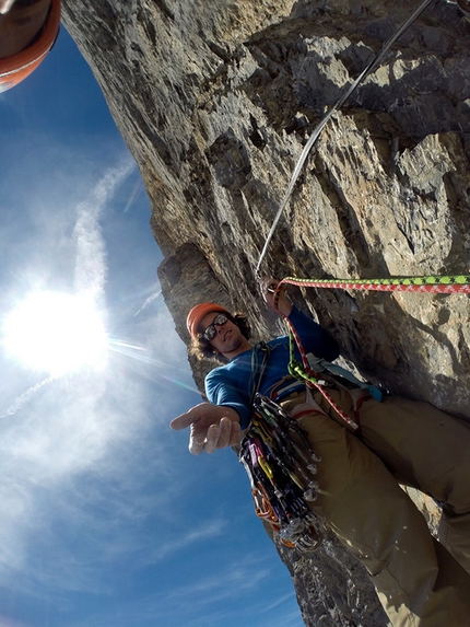 Wenden - Silvan Schüpbach & Luca Schiera durante la prima salita di El Gordo (6c/7a, 450m, Wendenstöcke, Svizzera