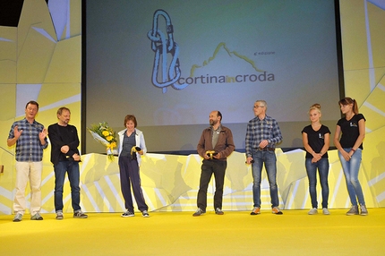 Cortina In Croda 2014 - Durante l'inaugurazione della 6° edizione di Cortina InCroda. Da sx a dx: Pier Paolo Rossi, Heinz Mariacher, Luisa Iovane, Enrico Camanni e Federico Buranona