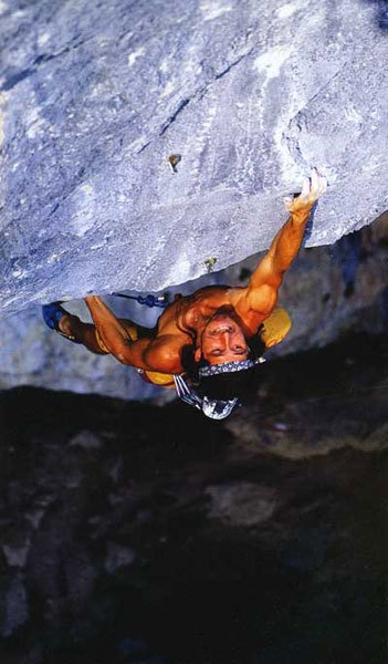 Alexander Huber - Alexander Huber nel 1994: Weiße Rose 9a, Schleierwasserfall, Austria