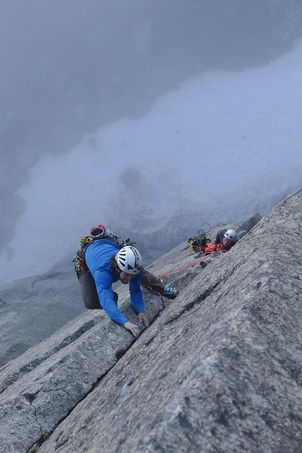Blamannen, Norway - Thomas Meling during the first free ascent of Ikaros, Blåmannen