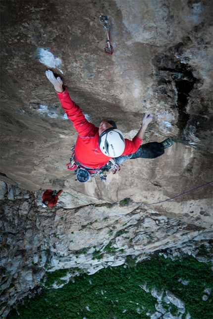 Monte Gallo, Sicily - Lukas Binder and Florian Hagspiel during the first ascent of  Freedom of Movement (7c, 200m) Monte Gallo, Sicily