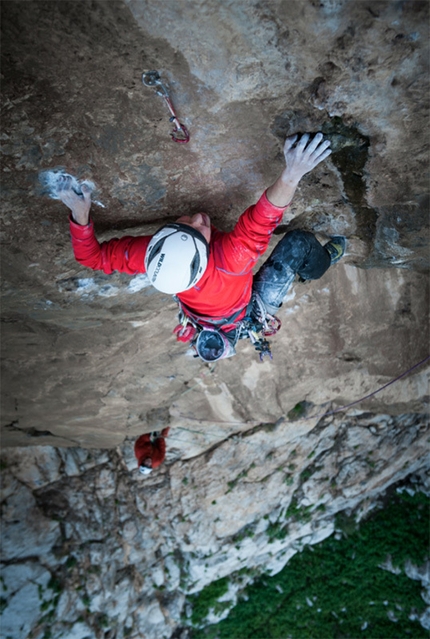 Monte Gallo, Sicily - Lukas Binder and Florian Hagspiel during the first ascent of  Freedom of Movement (7c, 200m) Monte Gallo, Sicily