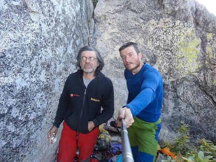 El Capitan, Yosemite - Diego Pezzoli e Roberto Iannilli in cima a Tangerine Trip, El Capitan, Yosemite