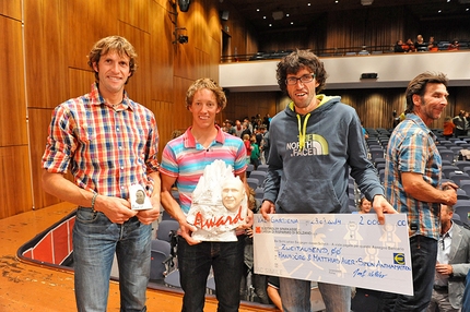 Karl Unterkircher Award 2014 - The winners of the Karl Unterkircher Award 2014: Matthias Auer, Simon Anthamatten and Hansjörg Auer