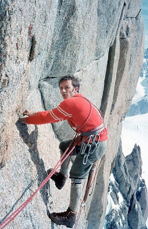 Grand Capucin - Mont Blanc - Lecco route - The Ragni di Lecco climber Angelo Zoia on Grand Capucin