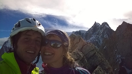 Grand Capucin - Mont Blanc - Lecco route - Matteo Della Bordella and Arianna Colliard on the summit of Grand Capucin after having climbed the Ragni di Lecco route