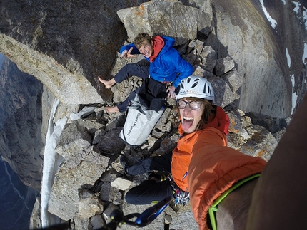 Ak-su Valley, Pamir Alay, Kirghizistan - Luca Schiera and Matteo De Zaiacomo on the summit of Pik Slesova (Russian Tower) 4240m