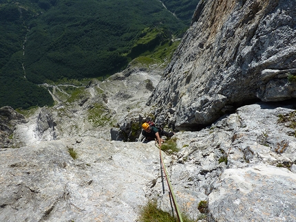 Paretone, Gran Sasso - Ivo Ferrari: sulla Diretta Alessandri - Furi - Leone, Paretone del Gran Sasso.  Ambiente paretone.