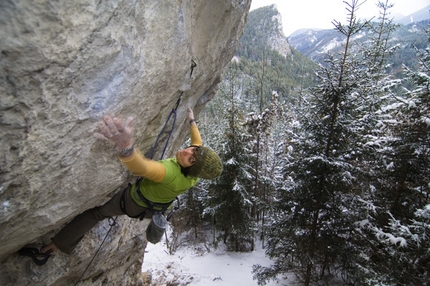 Barbara Raudner - Barbara Raudner climbing her third 8c, Doubleoverhead at the Adlitzgräben in Austria.