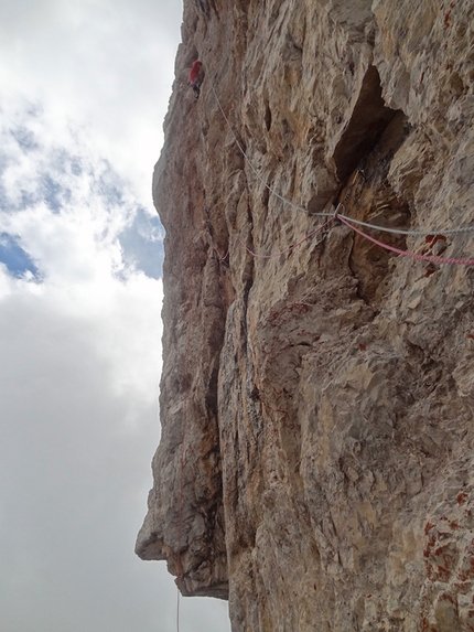 Brenta Dolomites, Brenta Base Camp 2014 - Matteo above the 