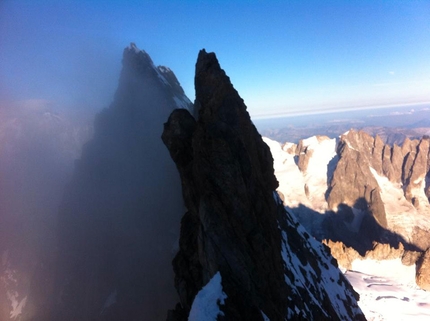 Corrado Pesce, Grandes Jorasses, Mont Blanc - During  Corrado Pesce's solo ascent of the Polish route up the North Face of the Grandes Jorasses, Mont Blanc