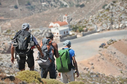 Kalymnos, Greece - Return from the crag Prophitis Andreas