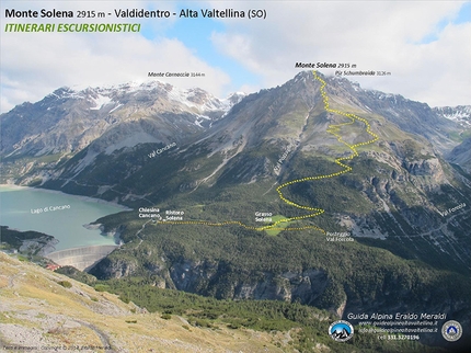 Monte Solena, Alta Valtellina - Il prospetto della escursione al Monte Solena