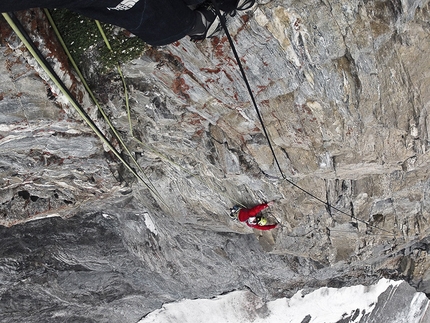 Kristallwand, Kirchkogel - Hansjörg Auer durante la prima salita di The Music of Hope (7a, A1, 500m), aperta assieme a Gerri Fiegl il 09/09/2014 sulla Kristallwand, Kirchkogel, Austria.