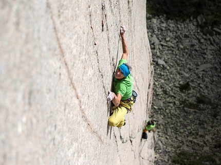 Pinne gialle - Tognazza, Dolomites - Manolo climbing Pinne Gialle (Tognazza, Passo Rolle, Dolomite)