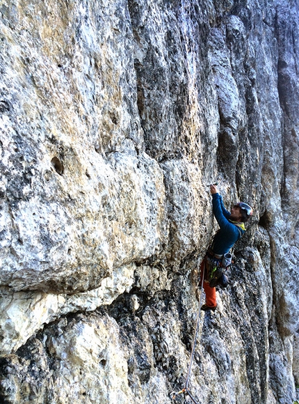 Corso aspiranti guida alpina 2013 - 2014 - Modulo roccia in Dolomiti: Via Fata Morgana, II Torre di Sella