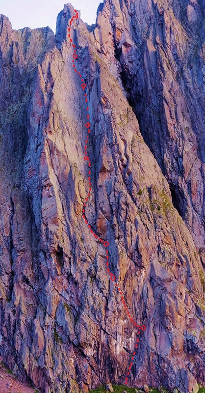 Giù la testa, Lagorai, Dolomites - During the first ascent of Giù la testa, Lagorai, Dolomites  (350m VIII / VIII+, Peter Moser, Thomas Ballerin, Iwan Canins, Roberto Ronzani 2014)