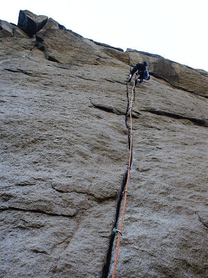 Profilveggen, Norway - Crister Jansson and Erik Massih making the first ascent of Ronny Medelsvensson, Profile wall, Jossingfjord, Norway